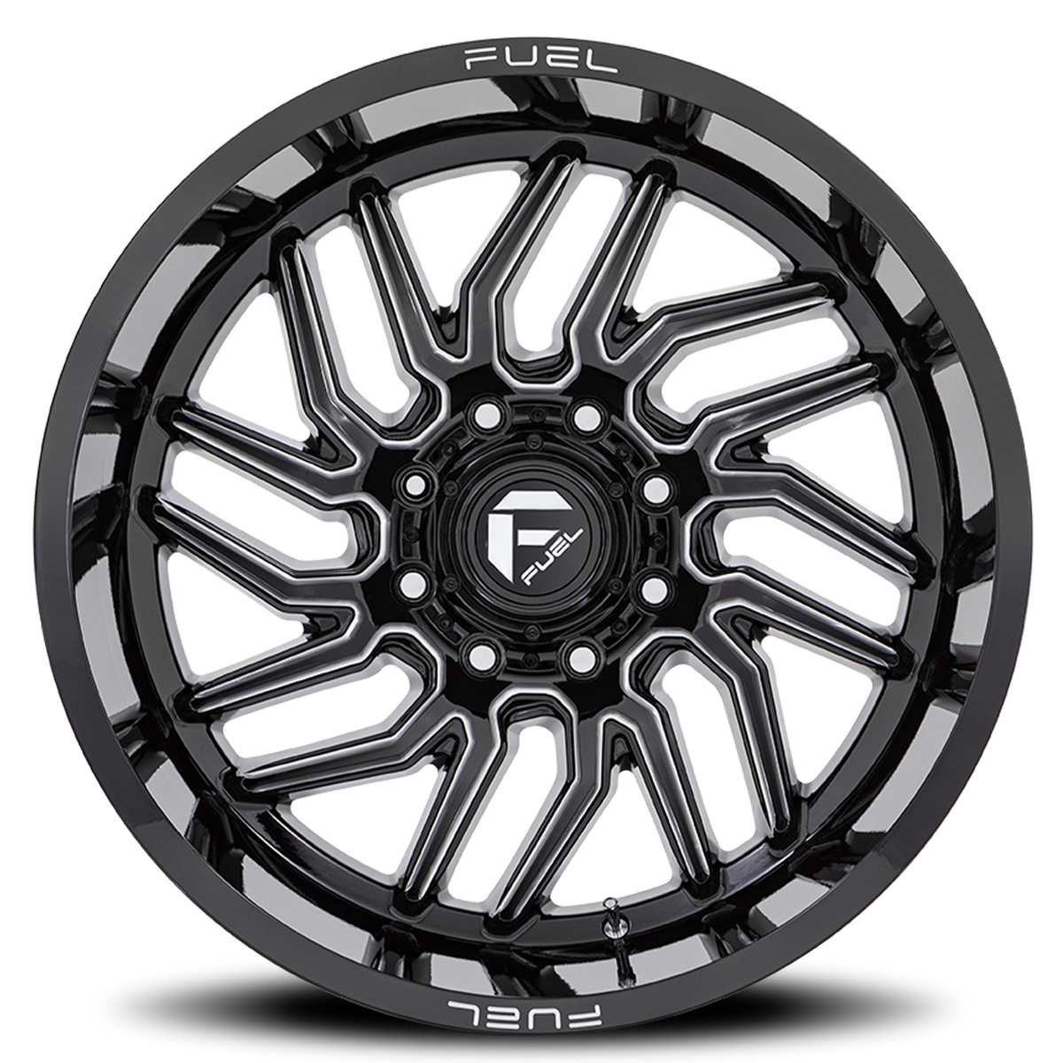 Aluminum Wheels 22X12 Hurricane D807 Gloss Black Milled Fuel Off Road Wheels
