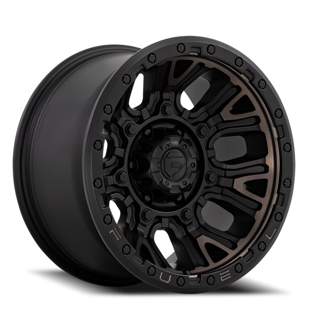 Aluminum Wheels 20X10 Traction D824 Matte Black Double Dark Tint Fuel Off Road Wheels