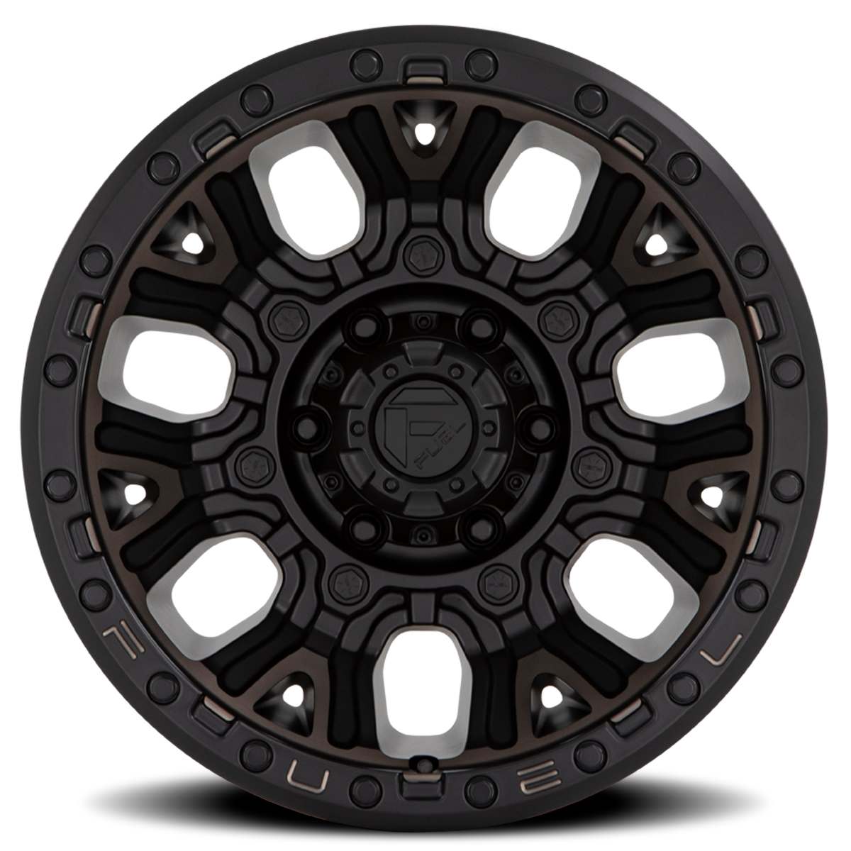 Aluminum Wheels 20X10 Traction D824 Matte Black Double Dark Tint Fuel Off Road Wheels