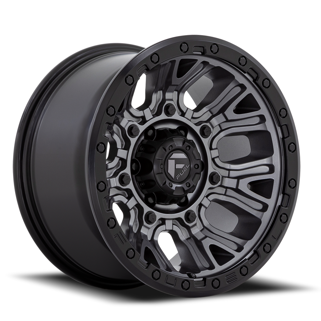 Aluminum Wheels 20X9 Traction D825 Gunmetal Gray/Black Ring Fuel Off Road Wheels