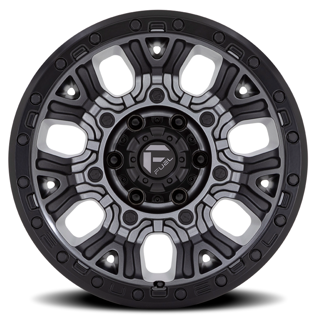 Aluminum Wheels 20X9 Traction D825 Gunmetal Gray/Black Ring Fuel Off Road Wheels