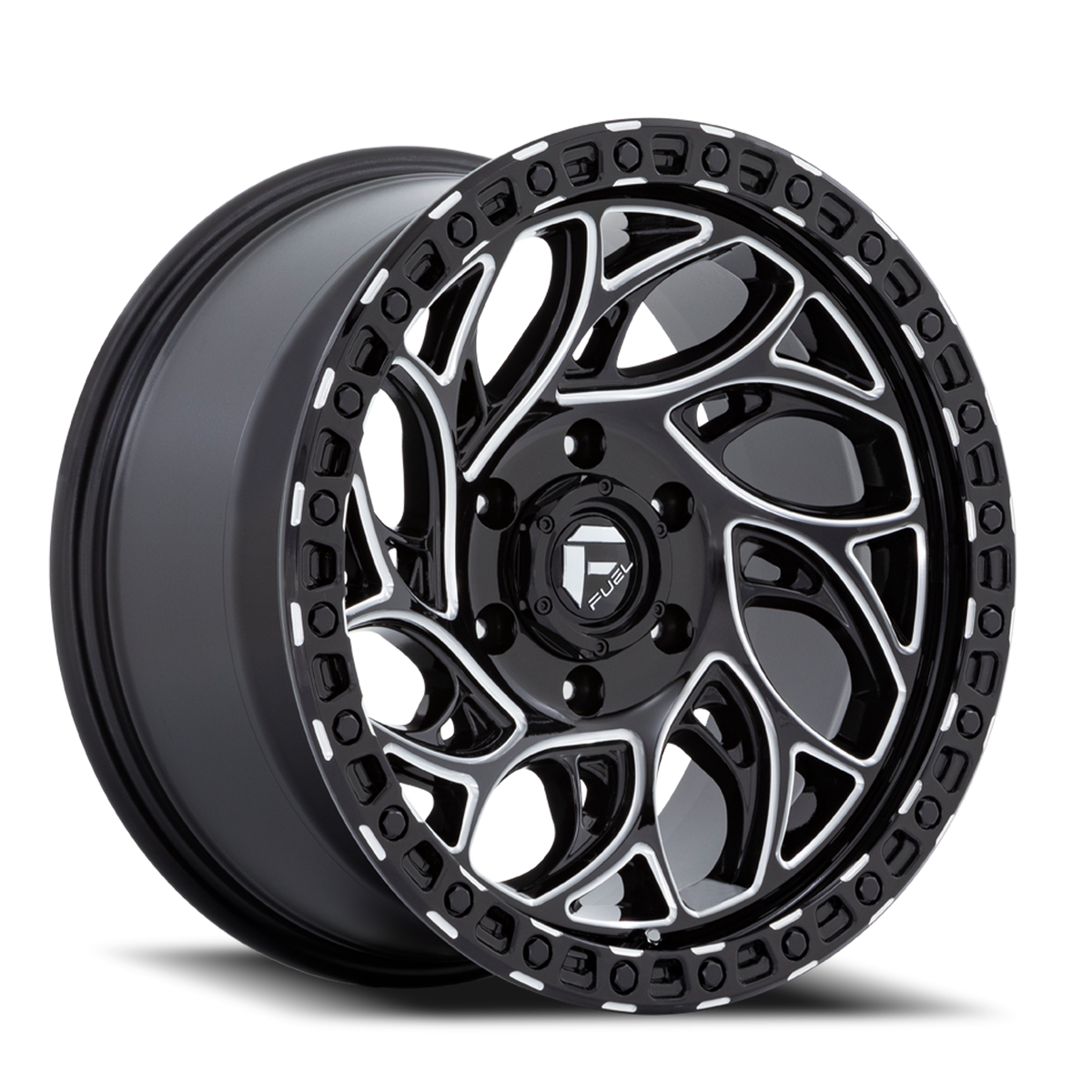 Aluminum Wheels 15X10 Runner OR D840 Gloss Black Milled Fuel Off Road Wheels