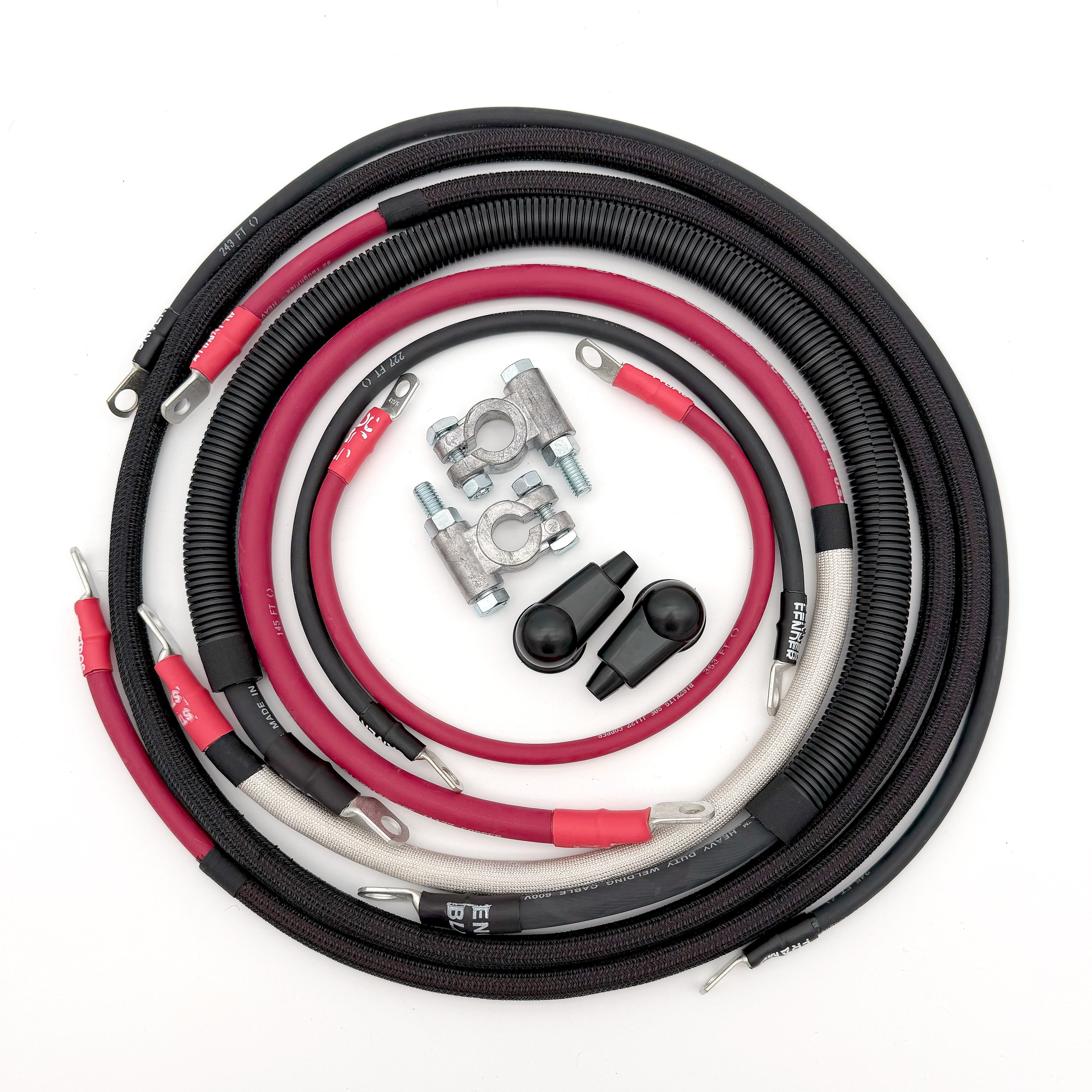 Dodge Cummins Battery Cable Kit 1/0 Gauge For 2002-2005 Dodge RAM 2500/3500 5.9-6.7 Liter Cummins Diesel 3rd Gen Battery Cable Single Battery Big7Kits