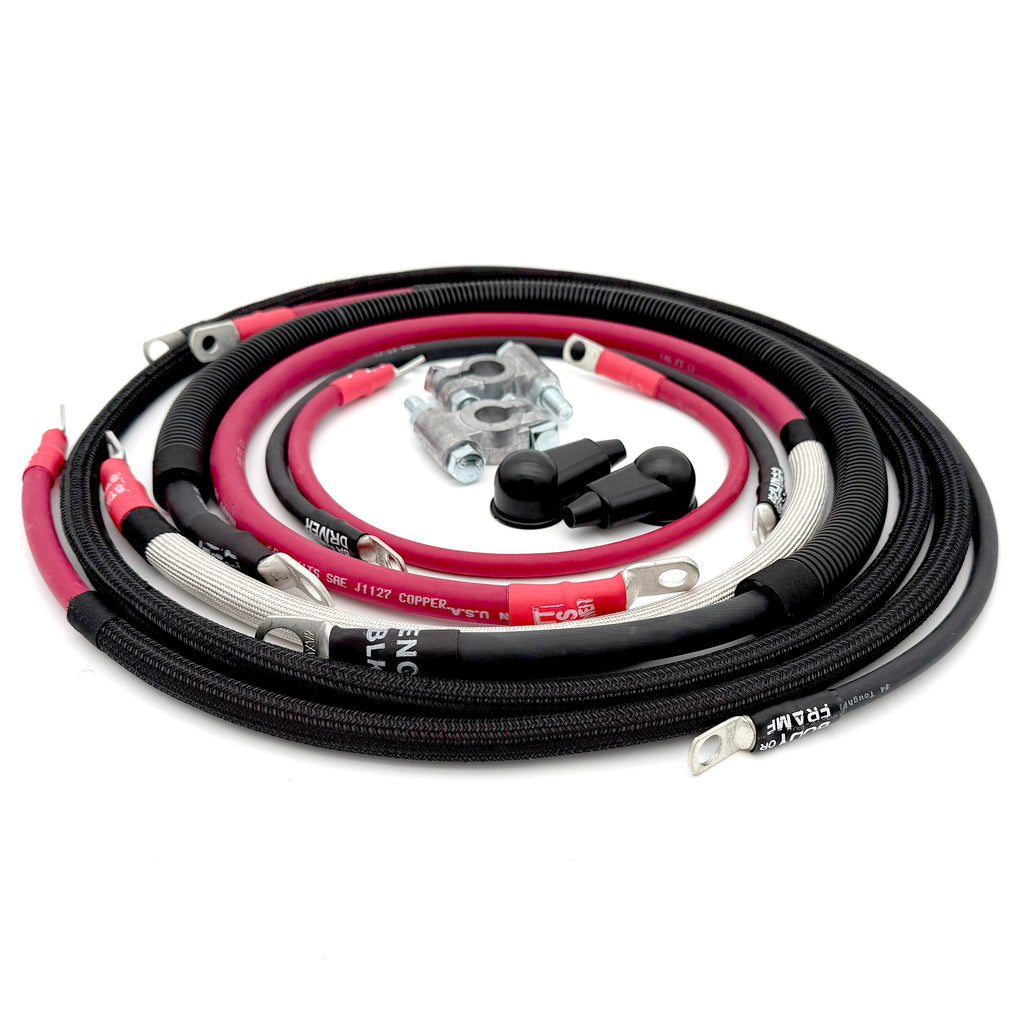 Dodge Cummins Battery Cable Kit 2/0 Gauge For 2006-2009 Dodge RAM 2500/3500 5.9-6.7 Liter Cummins Diesel 3rd Gen Battery Cable Single Battery Big7Kits