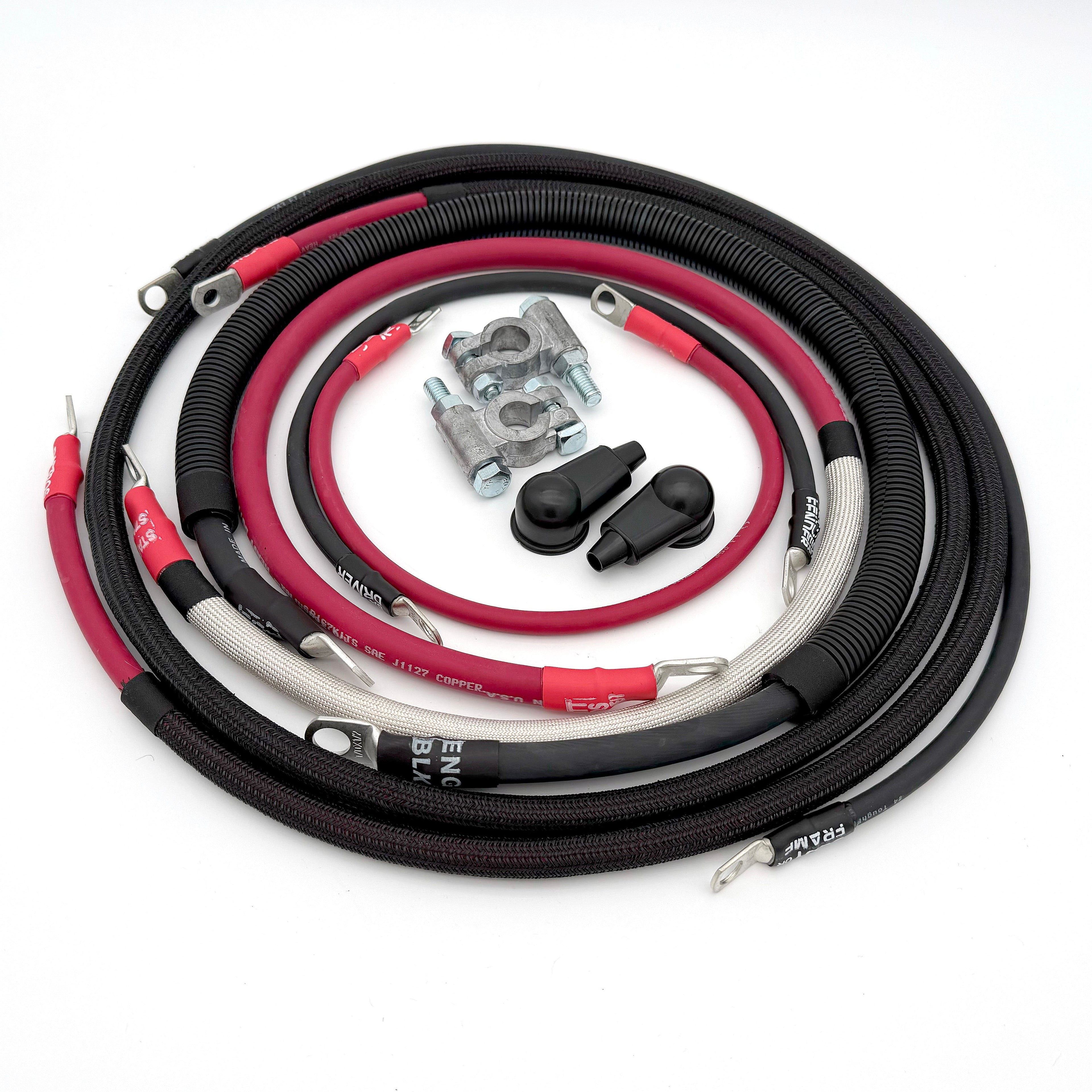 Dodge Cummins Battery Cable Kit 1/0 Gauge For 2006-2009 Dodge RAM 2500/3500 5.9-6.7 Liter Cummins Diesel 3rd Gen Battery Cable Single Battery Big7Kits