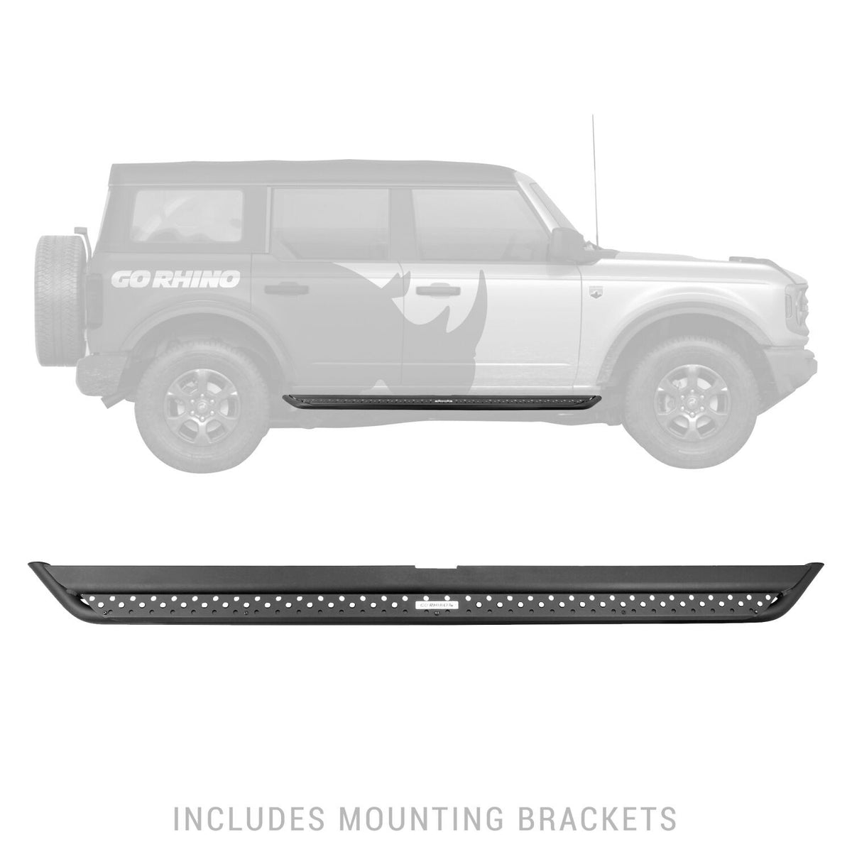 Dominator Xtreme DSS SideSteps With Mounting Bracket Kit Textured Black 2021-2026 Ford Bronco Sport Go Rhino