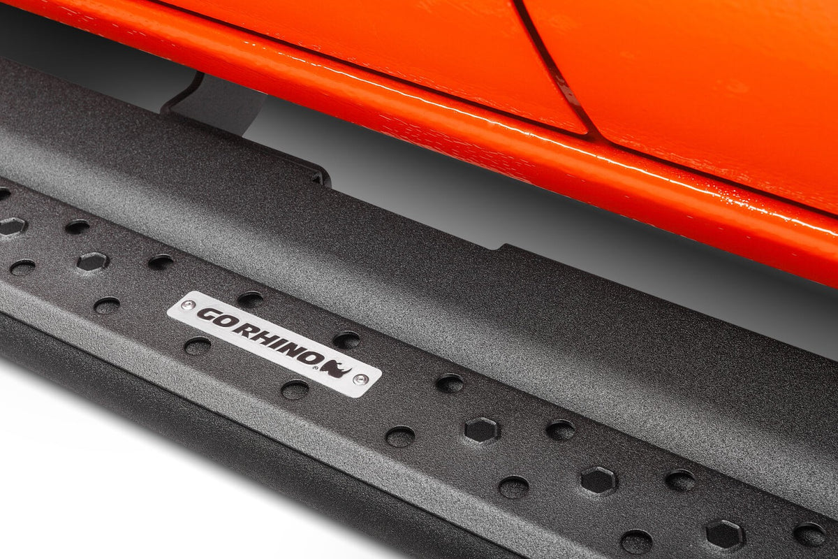 Dominator Xtreme DSS SideSteps With Mounting Bracket Kit Textured Black 2019-2026 Ram 1500 Extended Cab Go Rhino