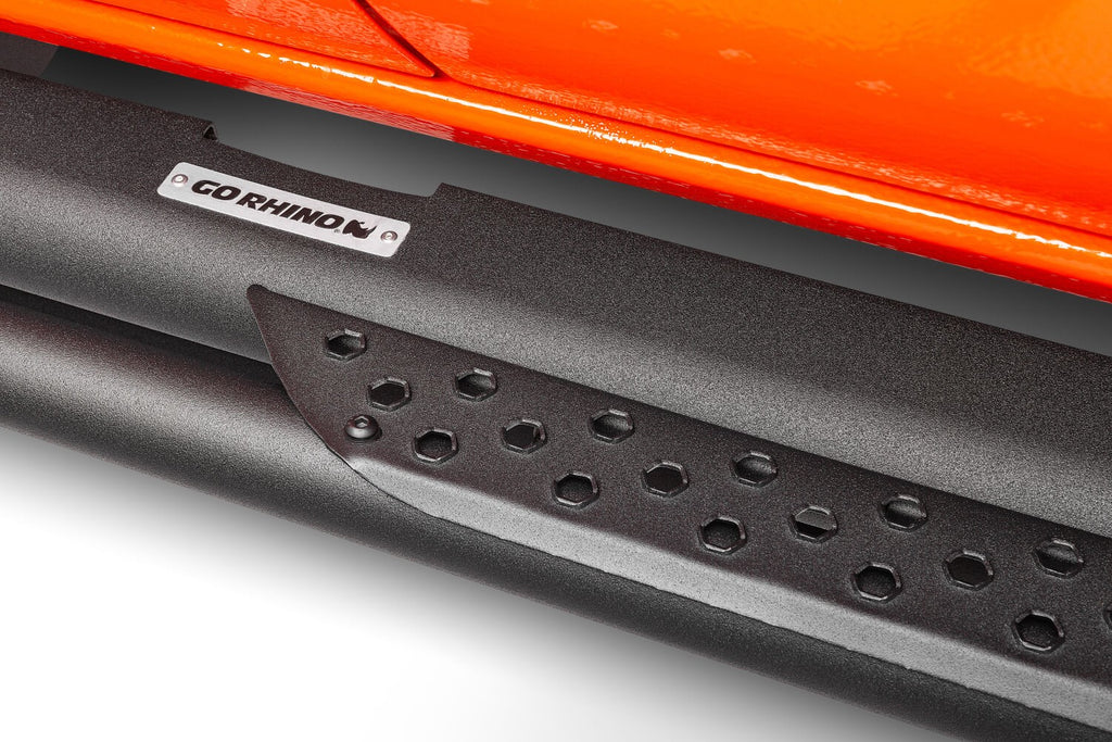 Dominator Xtreme DT Side Steps with Mounting Bracket Kit Textured Black For 2015-2025 Ford F-150 2017-2026 Ford F-250/F-350 Go Rhino