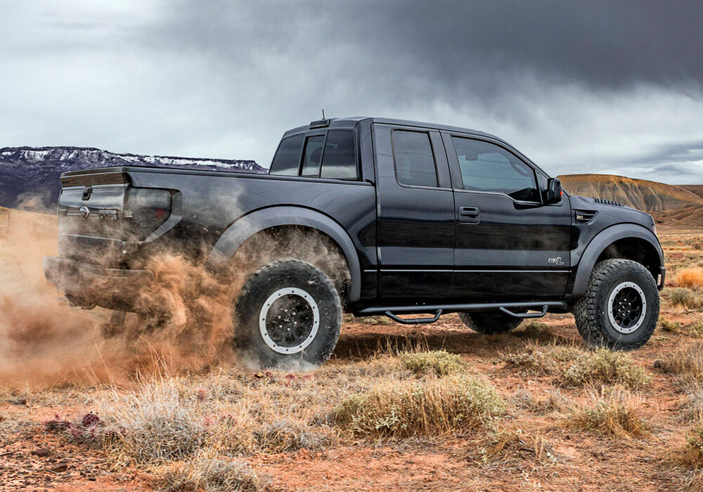 Nerf Step Bar Cab Length (2 Steps per Side) 1999-2016 Ford F-250/F-350 SuperCab Gloss Black NFab