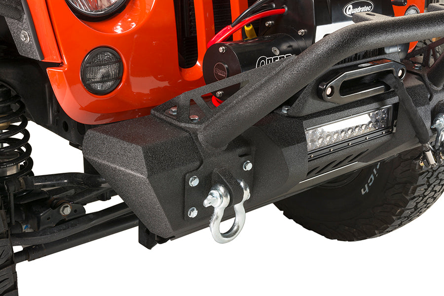 Jeep JK Front Stubby Winch Bumper W/Tube Guard 07-17 Wranger JK Black Texured Powercoated Fishbone Offroad