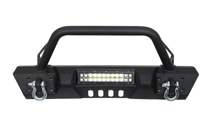 Jeep JK Front Stubby Winch Bumper W/Tube Guard 07-17 Wranger JK Black Texured Powercoated Fishbone Offroad