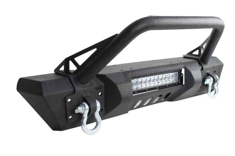 Jeep JK Front Stubby Winch Bumper W/Tube Guard 07-17 Wranger JK Black Texured Powercoated Fishbone Offroad