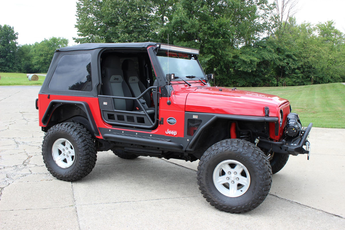 Jeep TJ Front Tube Doors 97-06 Wrangler TJ Black Textured Powdercoat Steel Fishbone Offroad