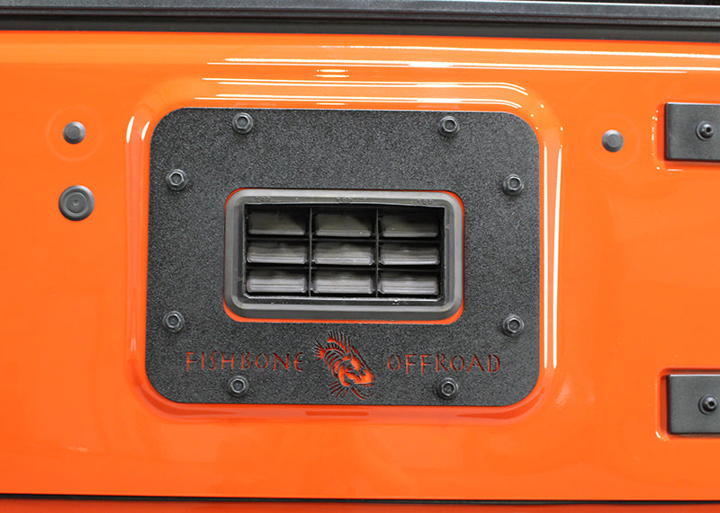 Jeep JK Tailgate Plate 07-17 Wrangler JK Aluminum Black Textured Powercoat Fishbone Offroad
