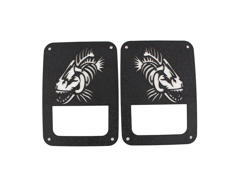 Jeep JK Tail Light Covers 07-17 Wrangler JK Black Textured Powdercoat Fishbone Offroad