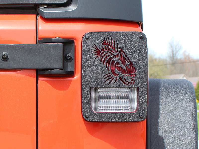 Jeep JK Tail Light Covers 07-17 Wrangler JK Black Textured Powdercoat Fishbone Offroad