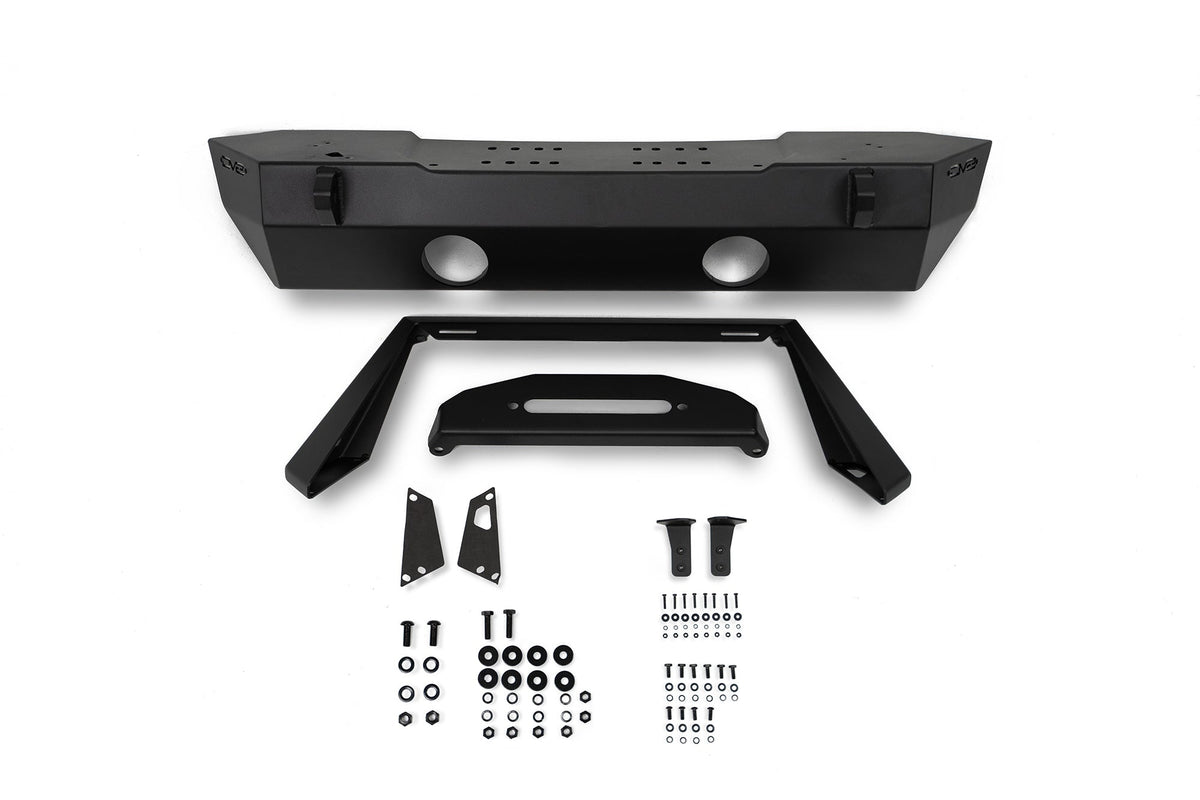 2007 2025 Jeep GladiatorJT Wrangler JK JKU JL JLU Stubby Front Bumper With Plated Bull Bar DV8 Offroad