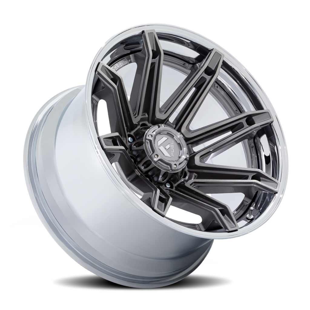Aluminum Wheels 22X10 Brawl FC401AP Platinum Silver Chrome Lip Fuel Off Road Wheels