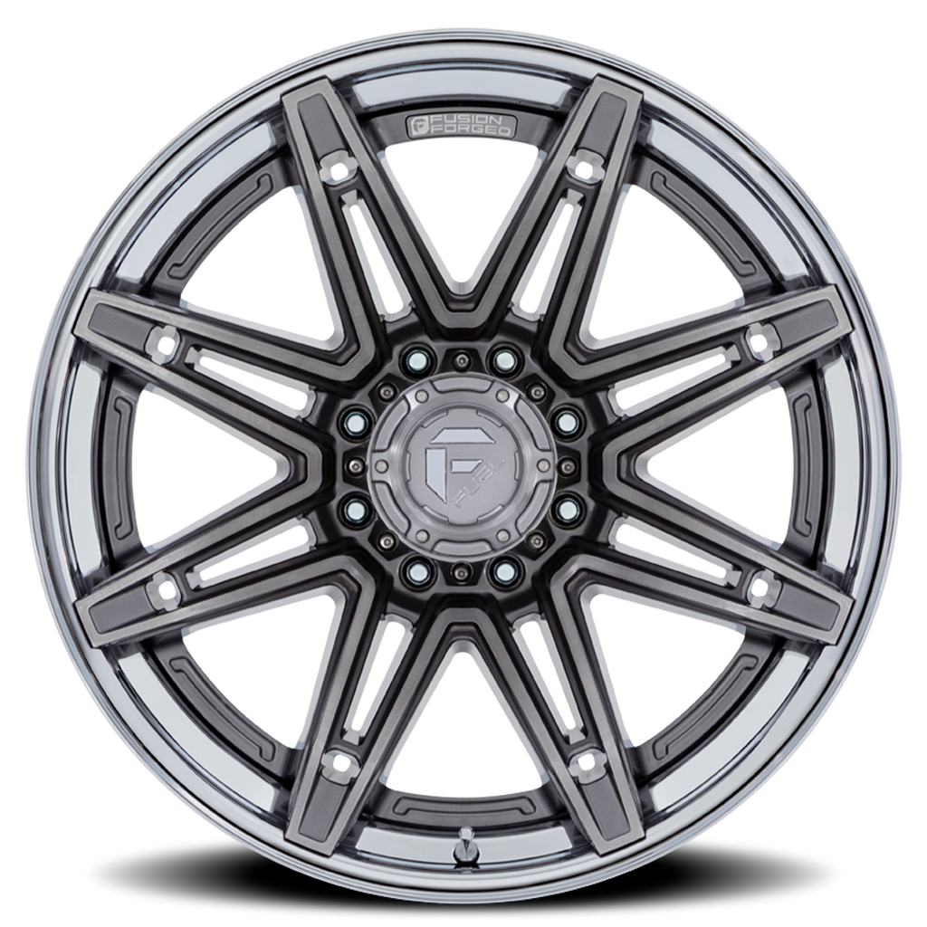 Aluminum Wheels 22X10 Brawl FC401AP Platinum Silver Chrome Lip Fuel Off Road Wheels