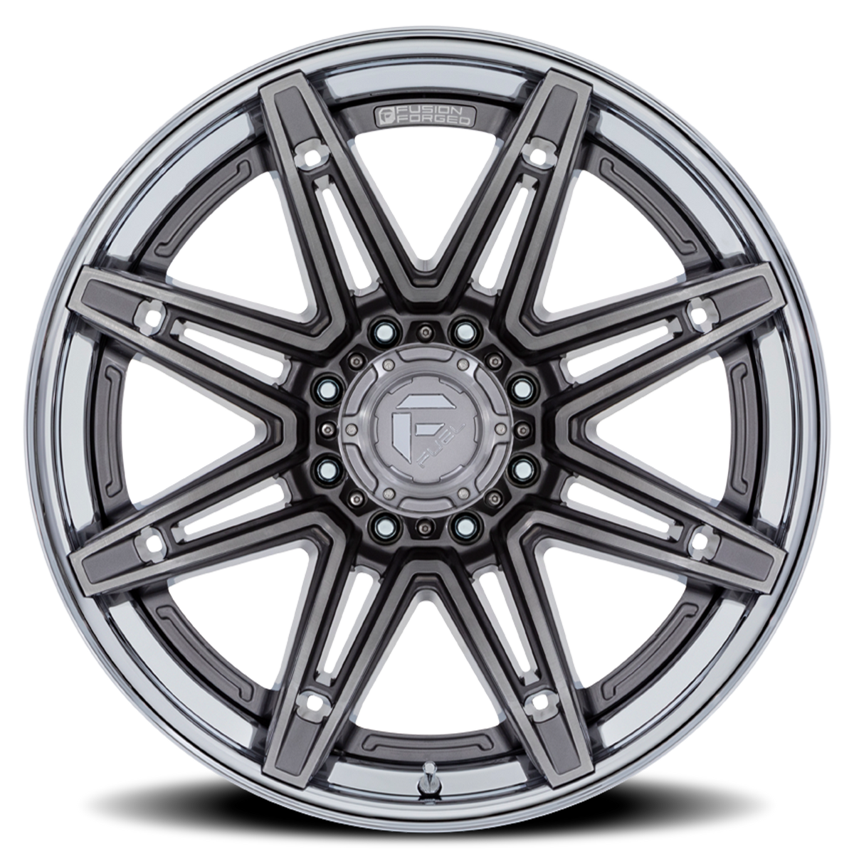 Aluminum Wheels 22X10 Brawl FC401AP Platinum Silver Chrome Lip Fuel Off Road Wheels