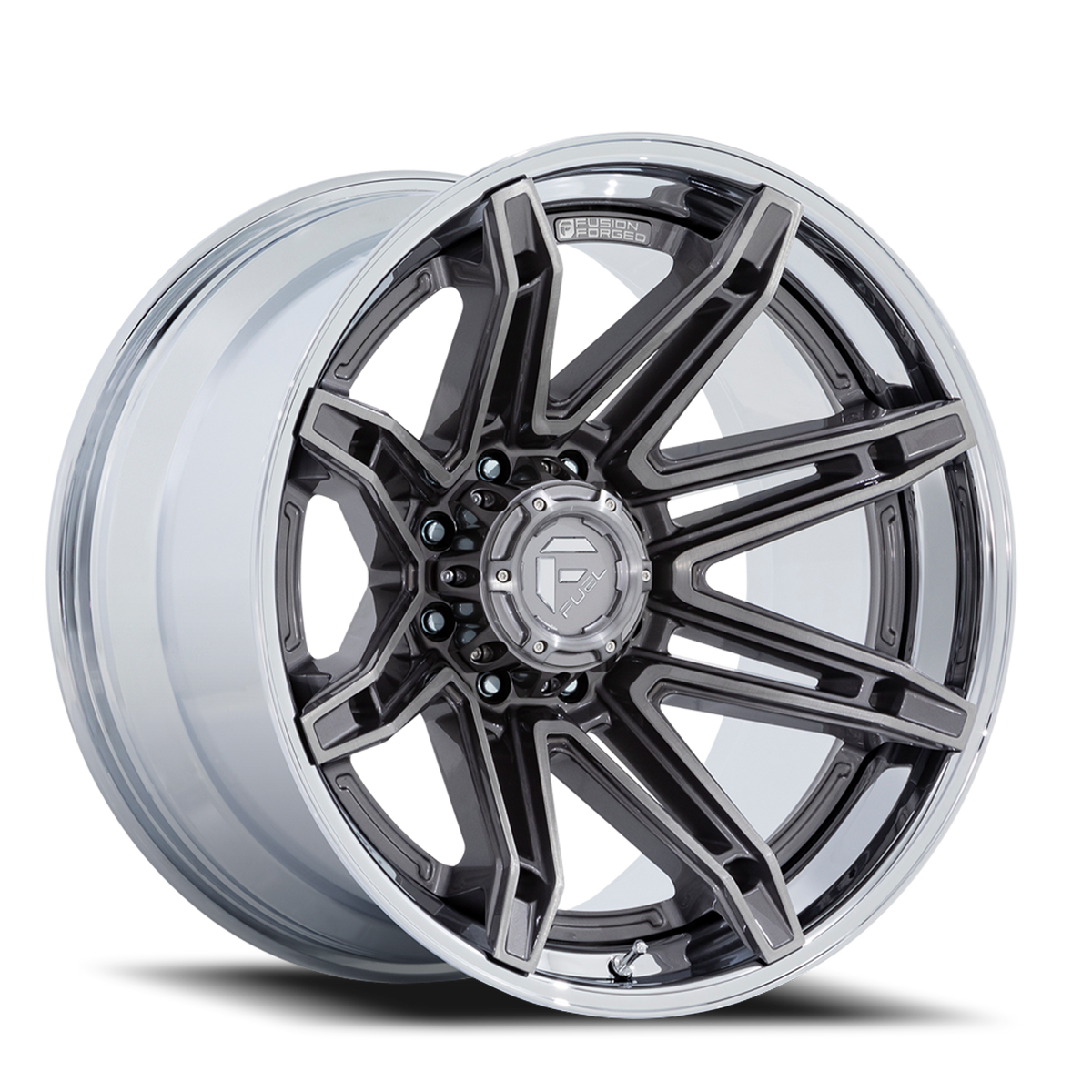 Aluminum Wheels 22X12 Brawl FC401AP Platinum Silver Chrome Lip Fuel Off Road Wheels