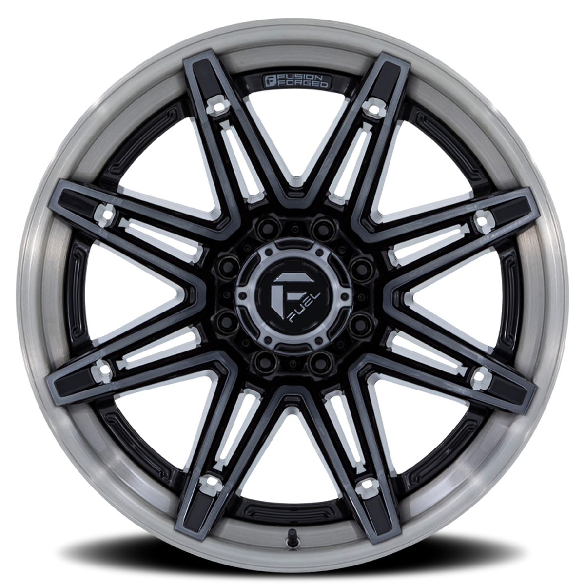 Aluminum Wheels 20X10 Brawl FC401BT Gloss Black Brushed Dark Tint Fuel Off Road Wheels