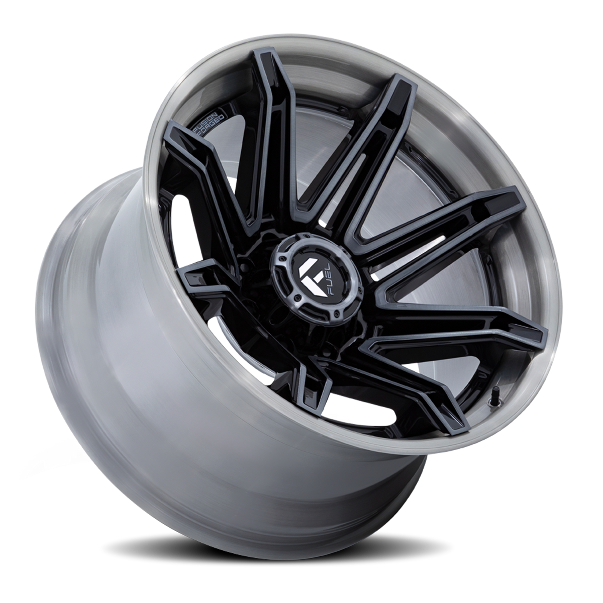 Aluminum Wheels 22X10 Brawl FC401BT Gloss Black Brushed Dark Tint Fuel Off Road Wheels