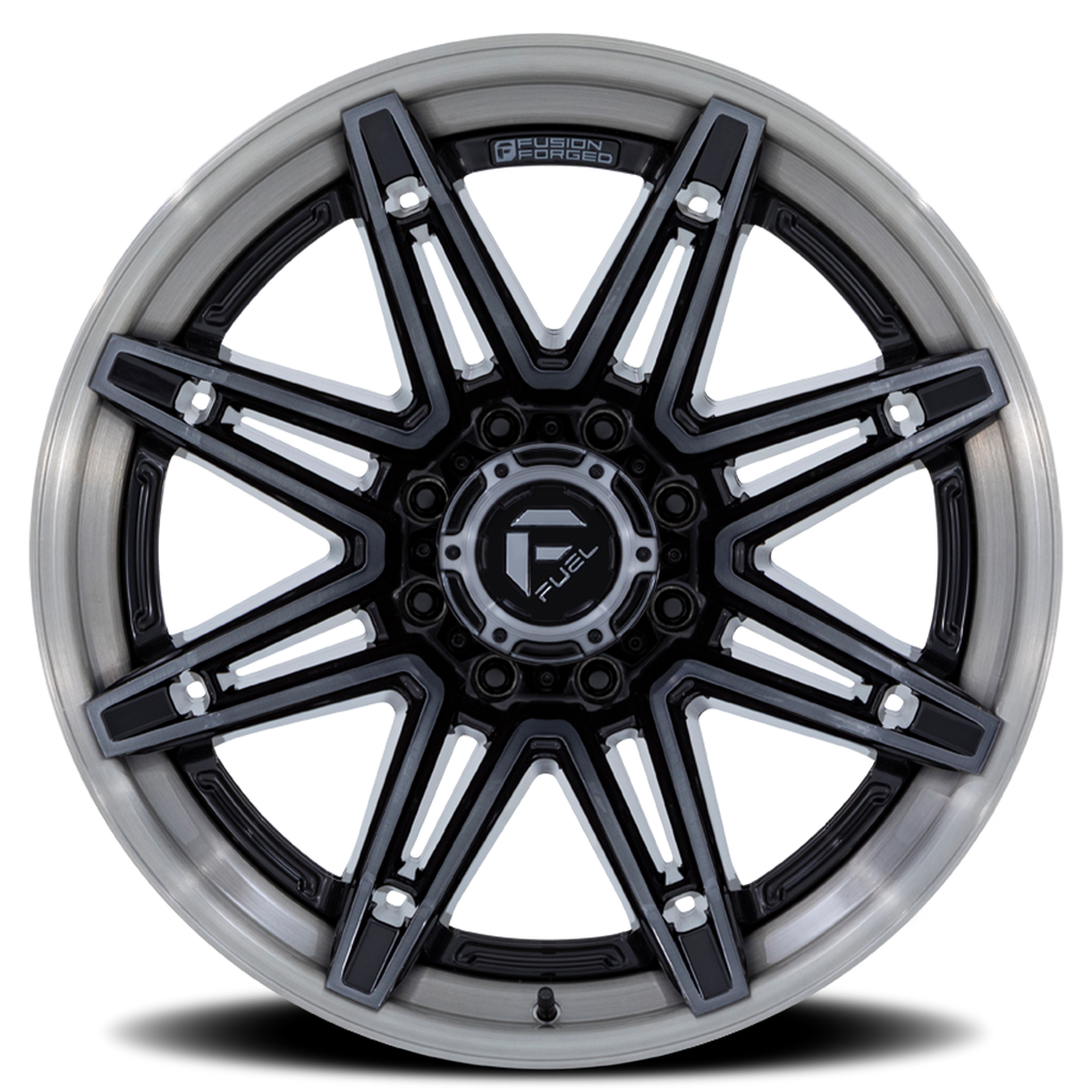 Aluminum Wheels 22X10 Brawl FC401BT Gloss Black Brushed Dark Tint Fuel Off Road Wheels