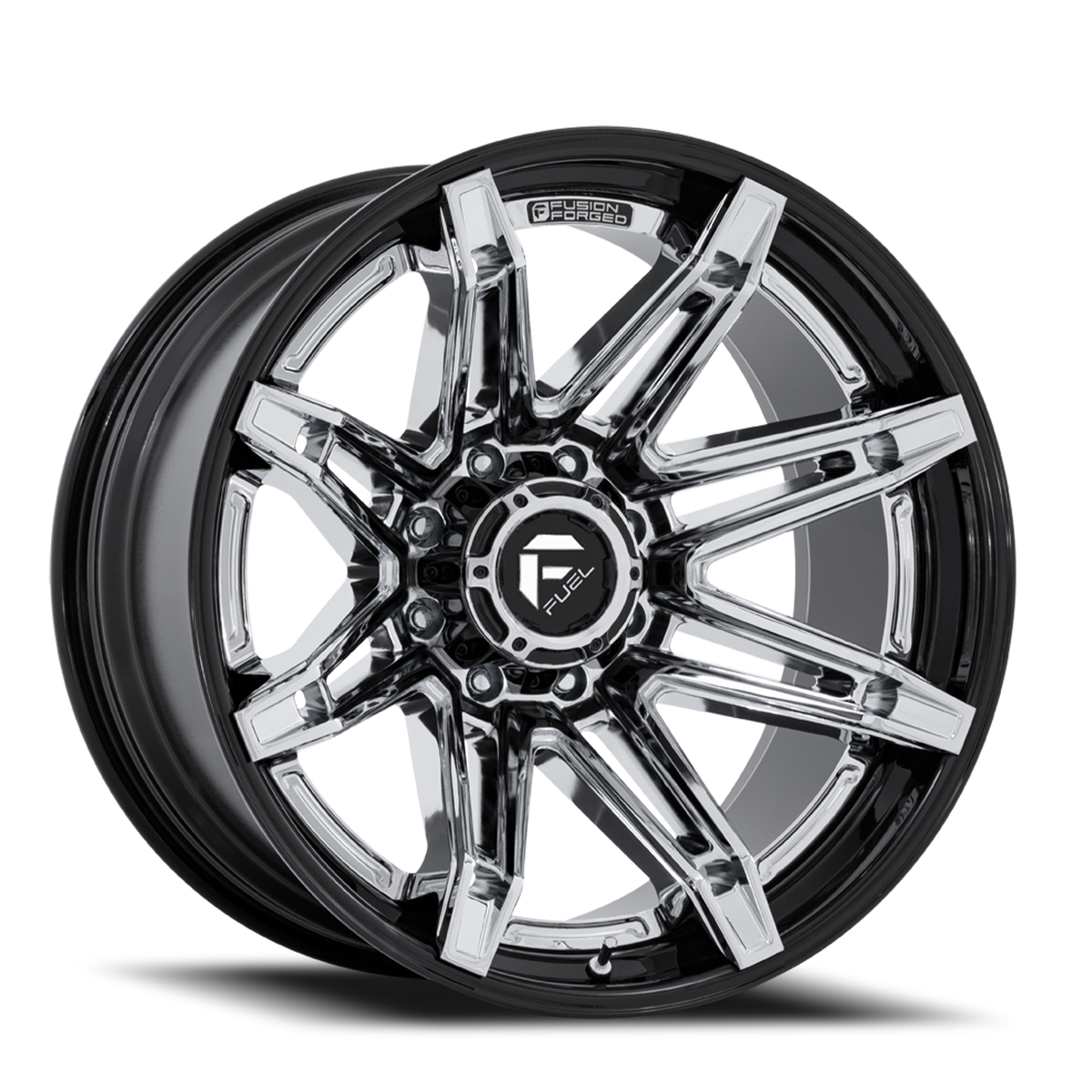 Aluminum Wheels 20X10 Brawl FC401PB Chrome/Gloss Black Lip Fuel Off Road Wheels