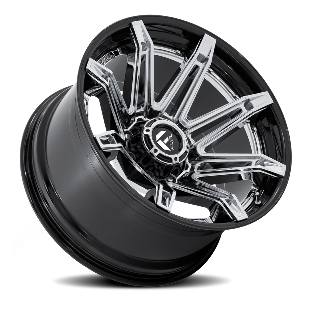Aluminum Wheels 20X10 Brawl FC401PB Chrome/Gloss Black Lip Fuel Off Road Wheels
