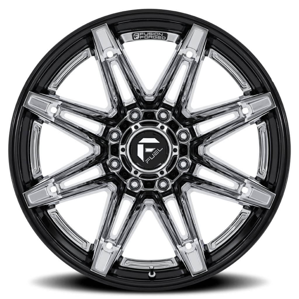 Aluminum Wheels 20X10 Brawl FC401PB Chrome/Gloss Black Lip Fuel Off Road Wheels