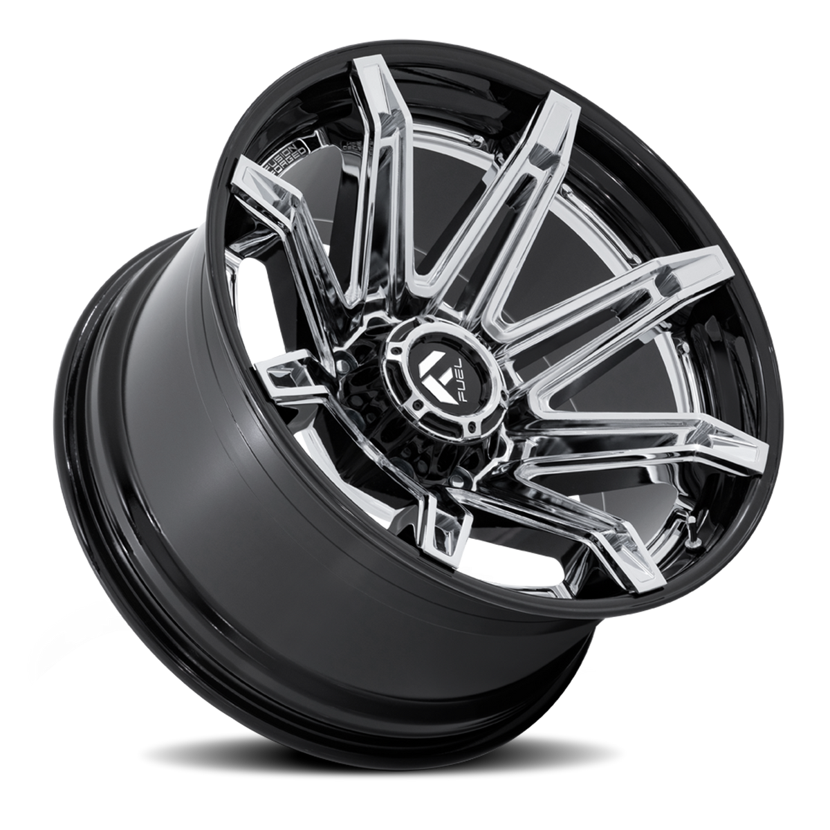 Aluminum Wheels 22X10 Brawl FC401PB Chrome/Gloss Black Lip Fuel Off Road Wheels