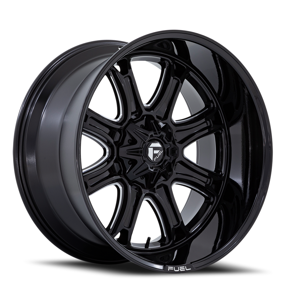 Aluminum Wheels 20X9 Darkstar FC853BE Gloss Black/Milled Fuel Off Road Wheels
