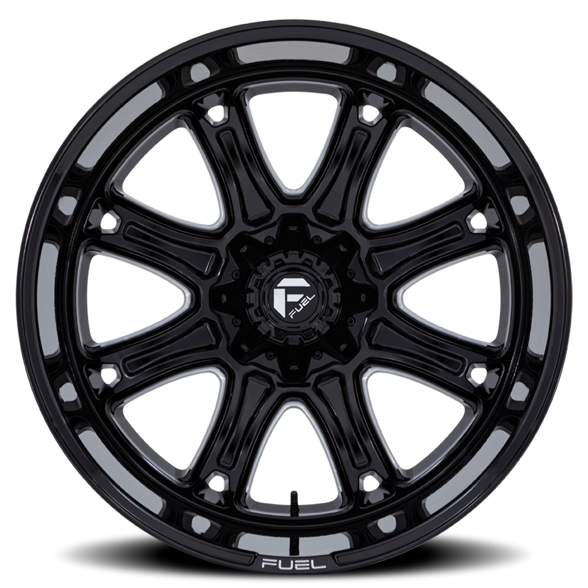 Aluminum Wheels 20X9 Darkstar FC853BE Gloss Black/Milled Fuel Off Road Wheels