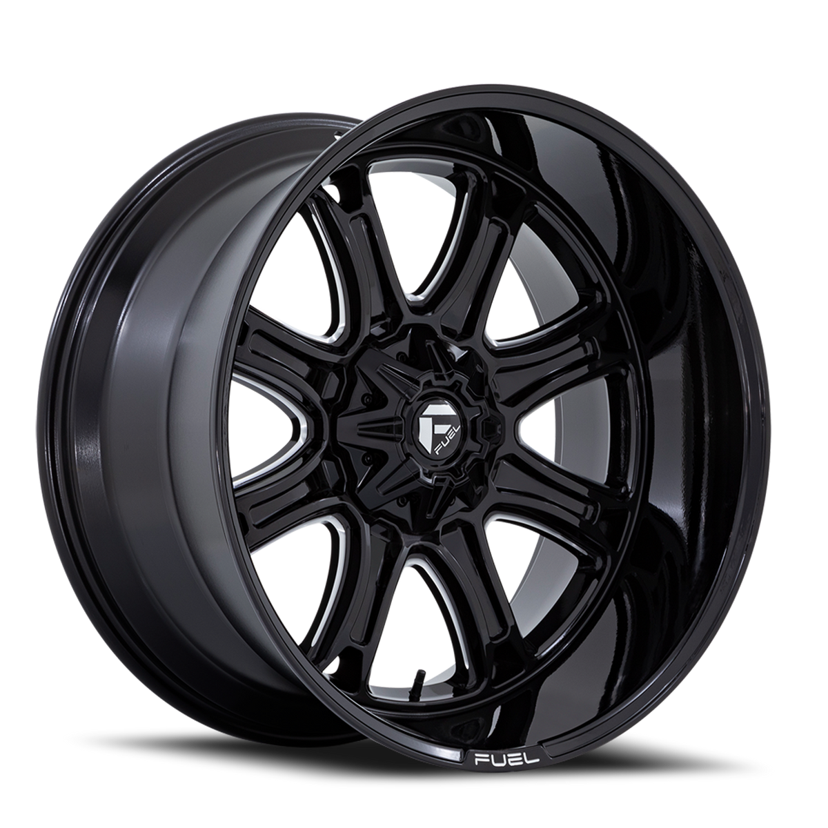 Aluminum Wheels 22X10 Darkstar FC853BE Gloss Black/Milled Fuel Off Road Wheels