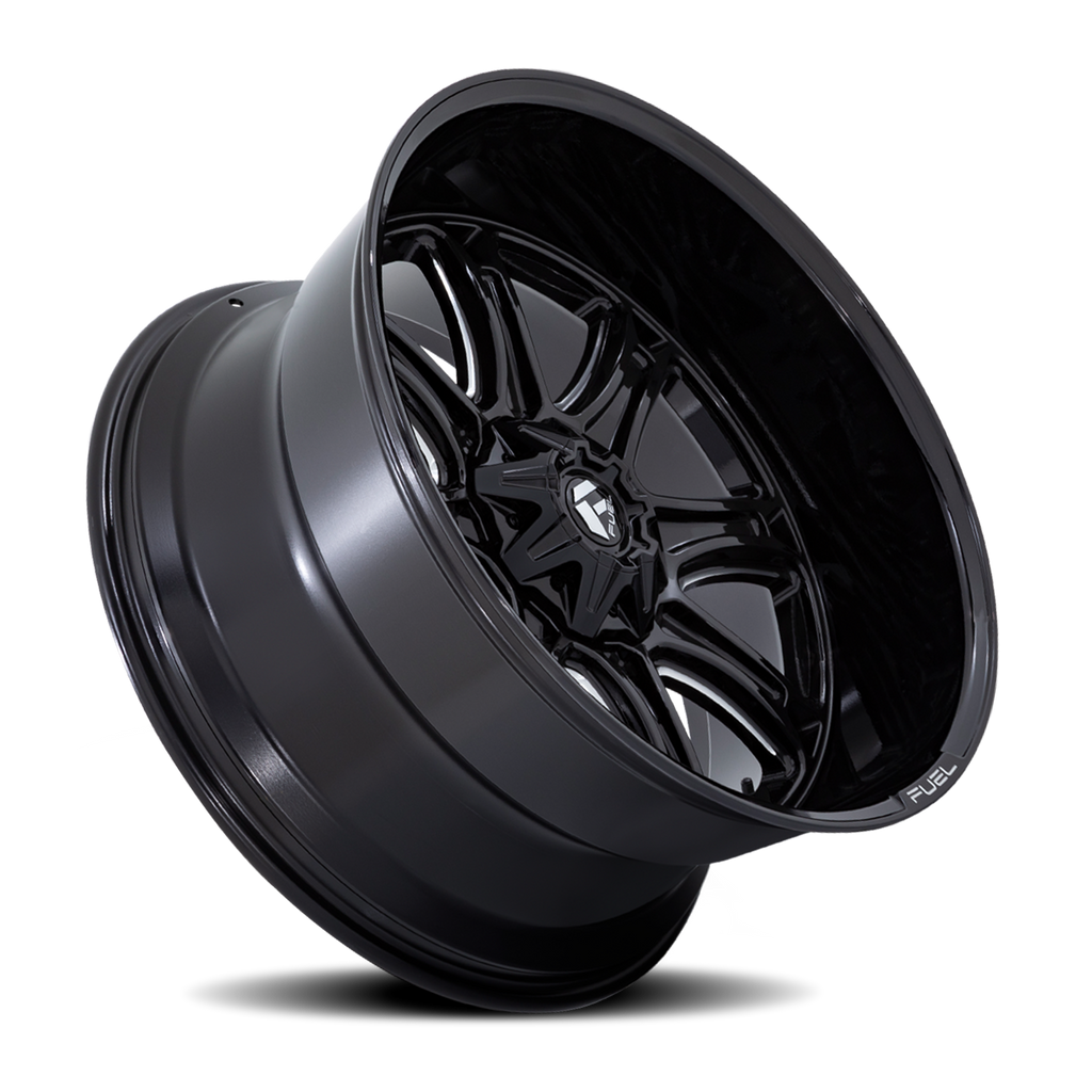 Aluminum Wheels 22X10 Darkstar FC853BE Gloss Black/Milled Fuel Off Road Wheels