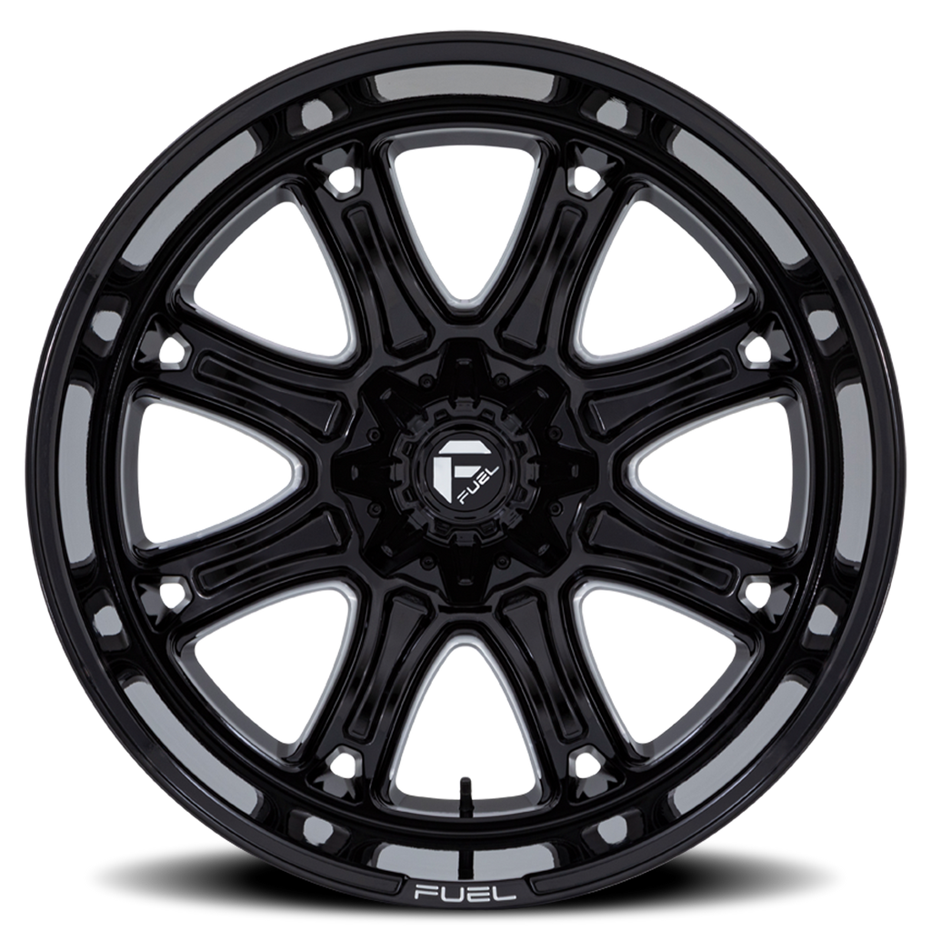 Aluminum Wheels 22X10 Darkstar FC853BE Gloss Black/Milled Fuel Off Road Wheels