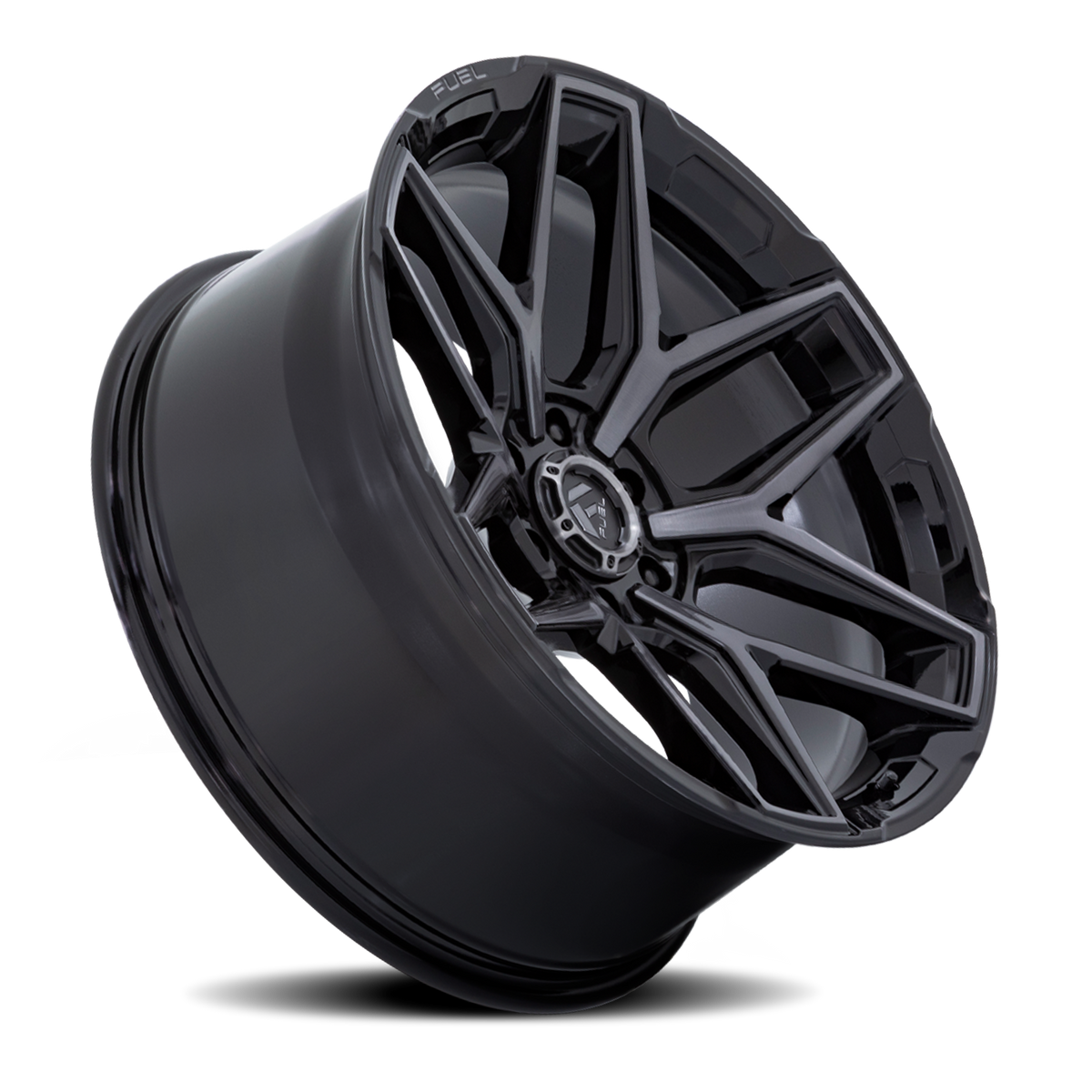 Aluminum Wheels 18X9 Flux 6 FC854BT Gloss Black Brushed Gray Tint Fuel Off Road Wheels