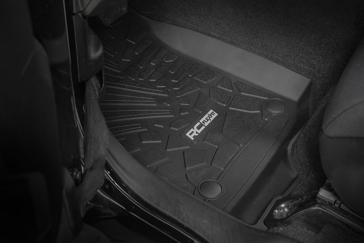 Flex Fit Floor Mats FR & RR 4 Door Jeep Wrangler Unlimited 4WD (18-26) Rough Country