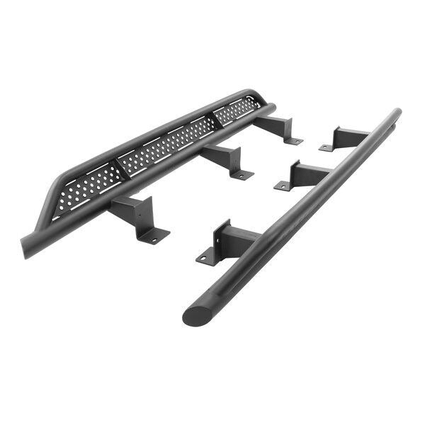Frame Mounted Steel Rock Sliders Textured Black 18-Up Jeep Wrangler JL 4 Door Go Rhino