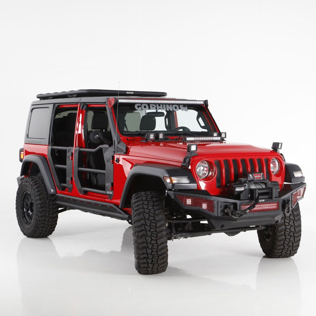 Frame Mounted Steel Rock Sliders Textured Black 18-Up Jeep Wrangler JL 4 Door Go Rhino