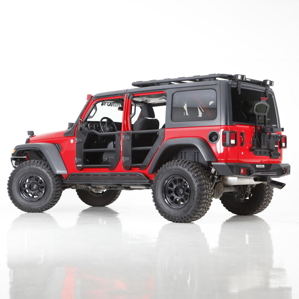 Frame Mounted Steel Rock Sliders Textured Black 18-Up Jeep Wrangler JL 4 Door Go Rhino