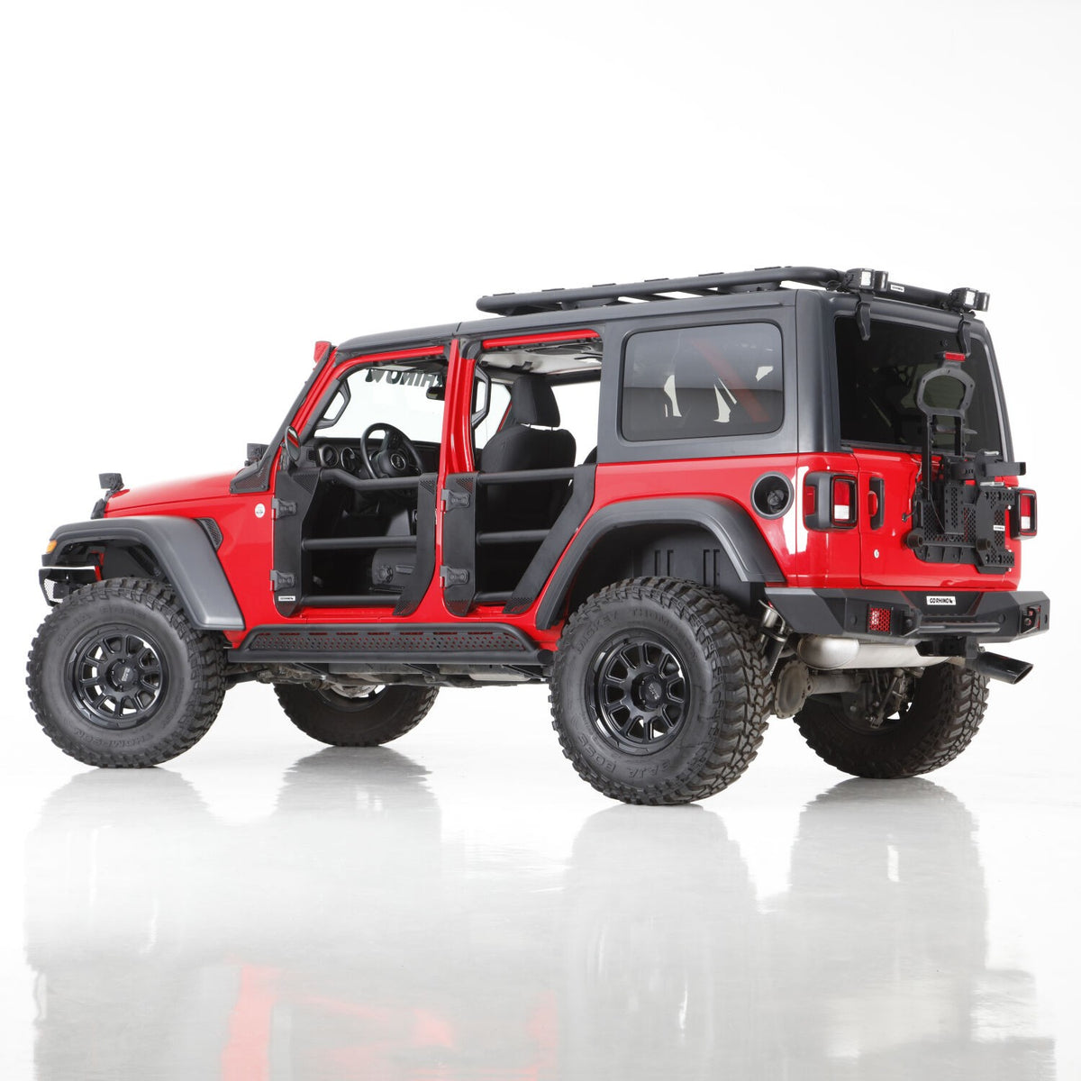 Frame Mounted Steel Rock Sliders Textured Black 18-Up Jeep Wrangler JL 4 Door Go Rhino