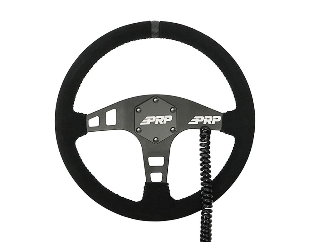 Heated Flat Suede Steering Wheel, Black PRP Seats