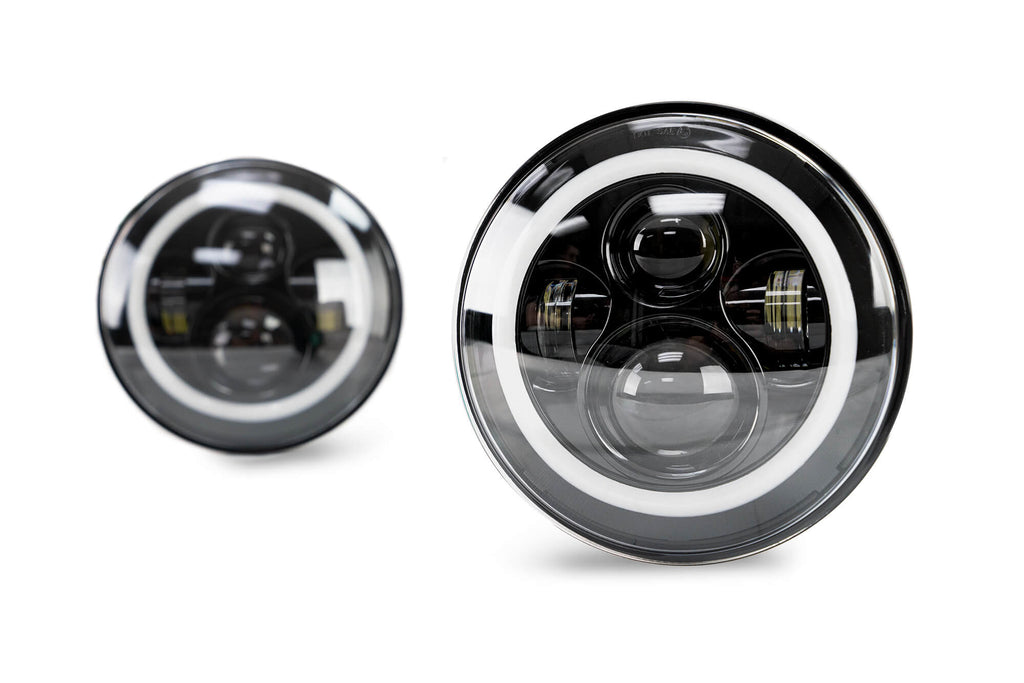 2007 2018 Jeep Wrangler JK JKU Projector Led Headlights With White Halo DV8 Offroad