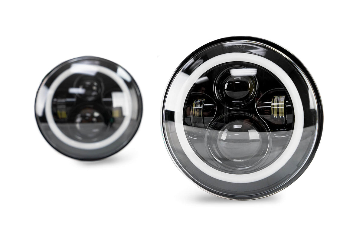 2007 2018 Jeep Wrangler JK JKU Projector Led Headlights With White Halo DV8 Offroad