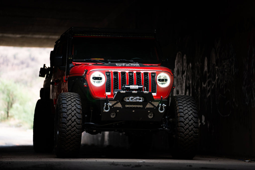 2018 2025 Jeep Jeep Gladiator JT Wrangler JL JLU LED Headlights Chrome DV8 Offroad