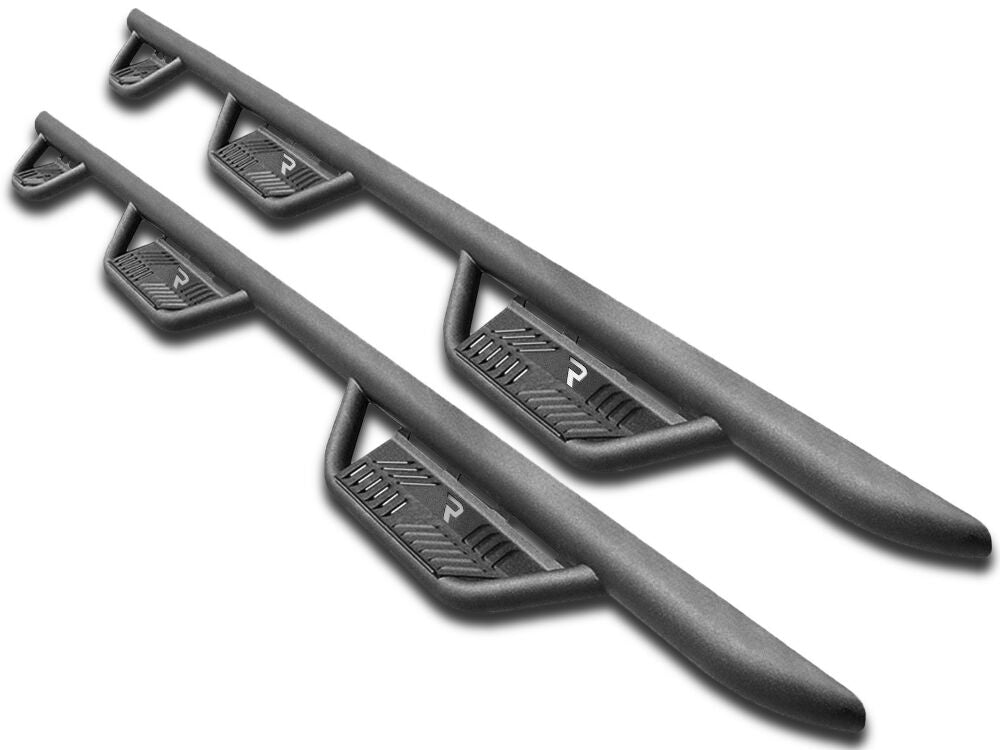 Podium Step LG Wheel-to-Wheel with Bed Access (3 Steps per Side) 3 Inch Main Tube Diameter 2017-2019 Chevy Silverado/GMC Sierra 2500 HD/3500 HD 6 Foot 6 Inch Bed Crew Cab Textured Black NFab