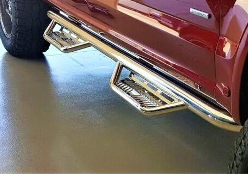 Podium Step SS Cab Length (2 Steps per Side) 3 Inch Main Tube Diameter 2019 (New Body Style)-2025 Chevy Silverado/GMC Sierra 1500/2020-2025 2500 HD/3500 HD Crew Cab Polished Stainless NFab