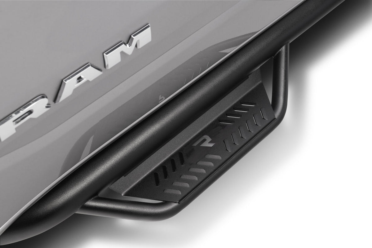 Podium Step LG Cab Length (2 Steps per Side) 3 Inch Main Tube Diameter 2019-2025 (New Body Style) Ram 1500 Crew Cab Textured Black NFab